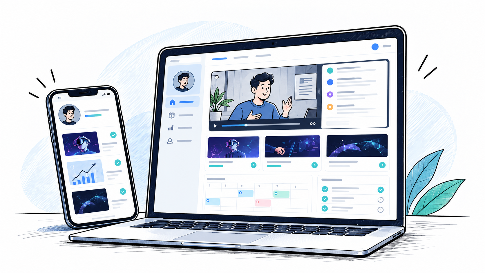 Modern E Learning Dashboard Hero Scene